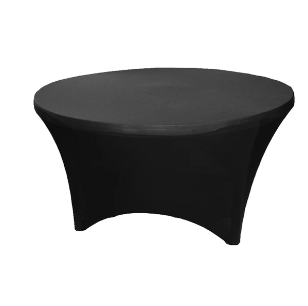 60 Inch Black Spandex Tablecloth for Round Table